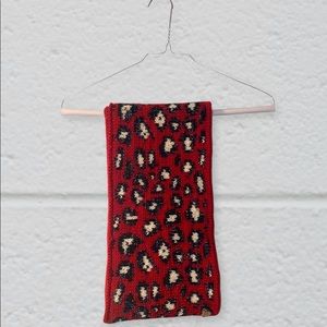 Betsy Johnson Red Cheetah Print Infinity Scarf - NWOT